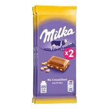 Chocolat au lait riz croustillant MILKA pack de 2